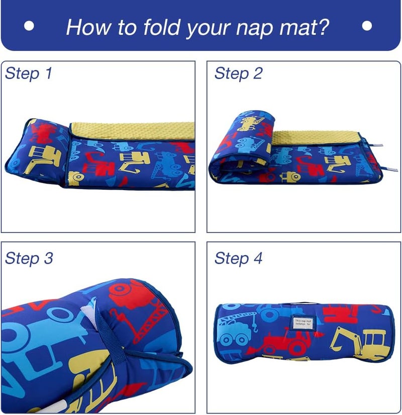 beeweed Toddler Nap Mat, Rollup Design Kid Sleeping Mat with Removable Pillow & Minky Blanket, Toddler Sleeping Bag for Daycare Preschool Travel Camping - Image 4